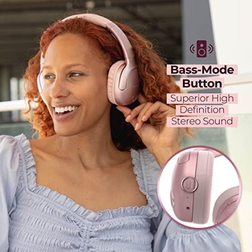 PowerLocus Bluetooth אוזניות מעל אוזן, [כפתור מצבי בס] אוזניות אלחוטיות, סטריאו Hi-Fi מתקפל, אוזניים של קצף זיכרון רך, צדדים הניתנים להרחבה,